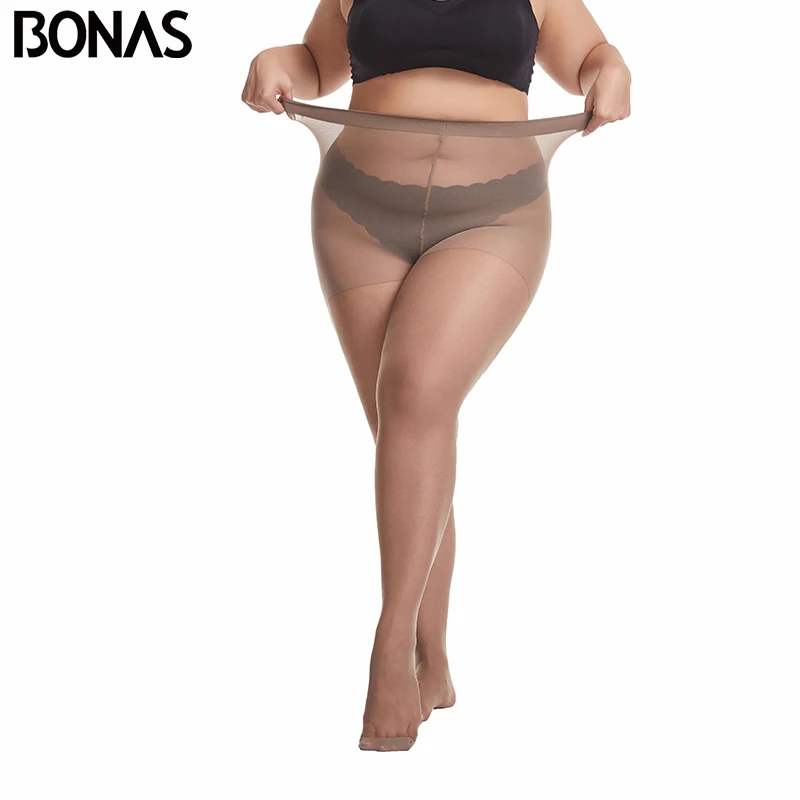 BONAS 20D Ultradünne Frauen Plus Größe Strumpfhosen Große Größe 120 kg Strumpfhosen Sexy Super Elastische Queen Größe Nylon Strumpfhosen Weibliche Neue