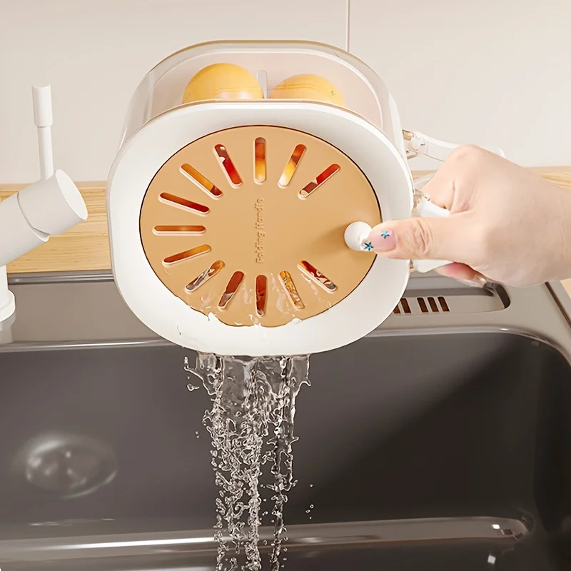 Cestello di scarico a doppio strato 2 in 1, contenitore scolapiatti per frutta con manico pieghevole, scatole organizer multifunzionali per colino per alimenti