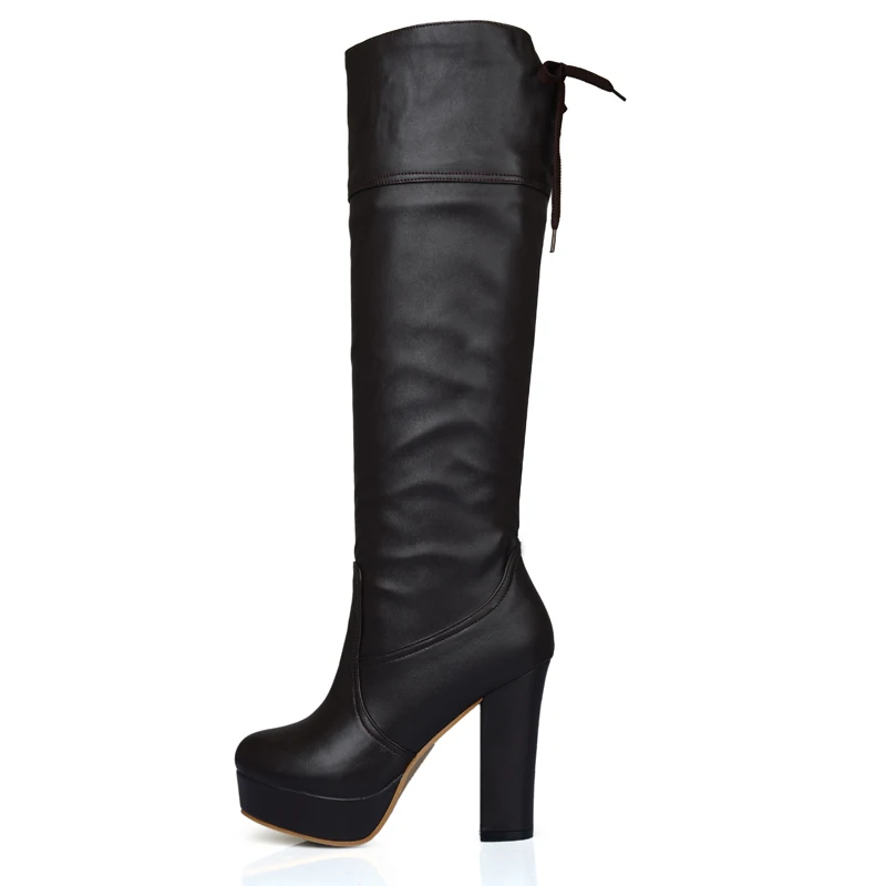 Mode frauen Winter Hohe Stiefel Plattform Sexy Weiche Kniehohe Stiefel Weibliche High Heels Designer Lange Schuhe Dame Große größe 48