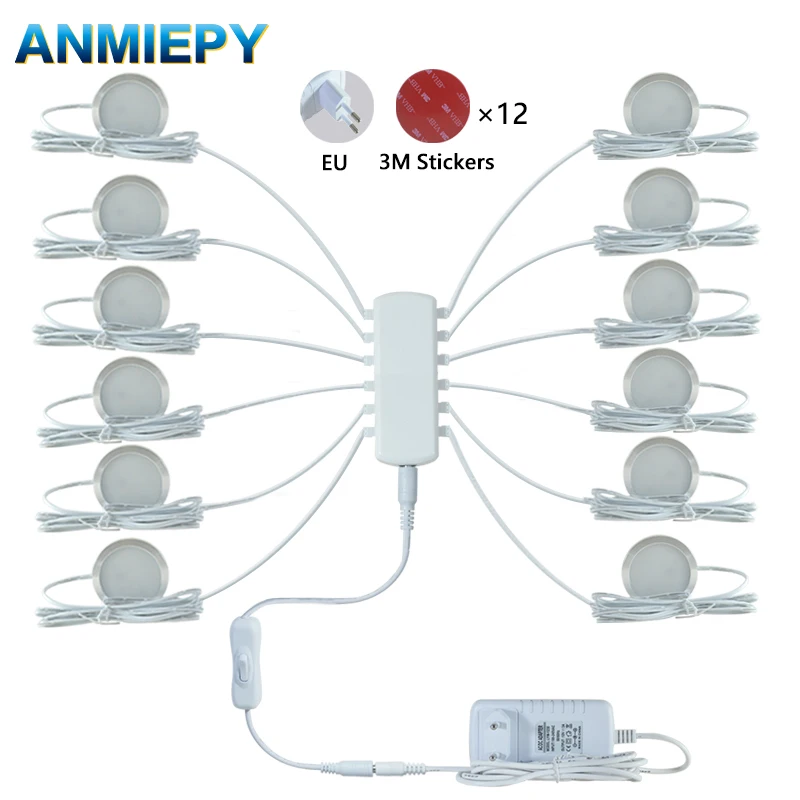 LED Unter Schrank Lampe DC12V 3W 5W Runde Kleiderschrank Beleuchtung Schrank Lichter Indoor Beleuchtung für Unter Küche Schrank hause