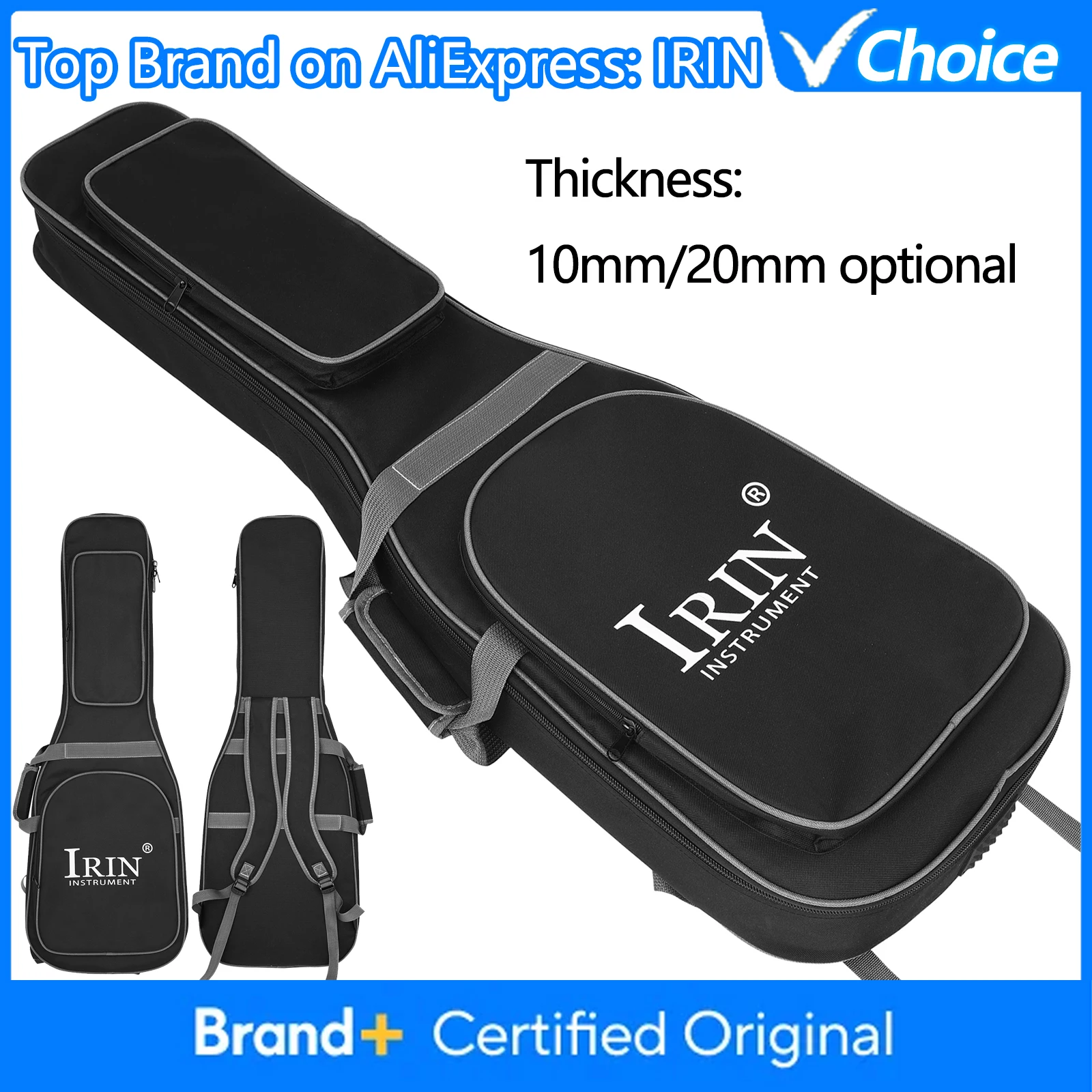 IRIN E-Gitarre Tasche Gig Case 10mm/20mm Verdicken Wasserdichte Oxford Stoff Tasche Gitarre Musikinstrument Lagerung rucksack Image