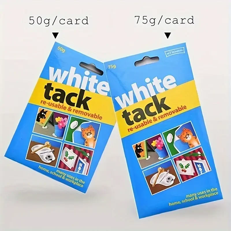 50 g/75 g weiße Klebekitt, wiederverwendbar, selbstklebend, ungiftig, abnehmbar, Wand-Safe-Klebekitt für Poster, Fotorahmen, Party Image