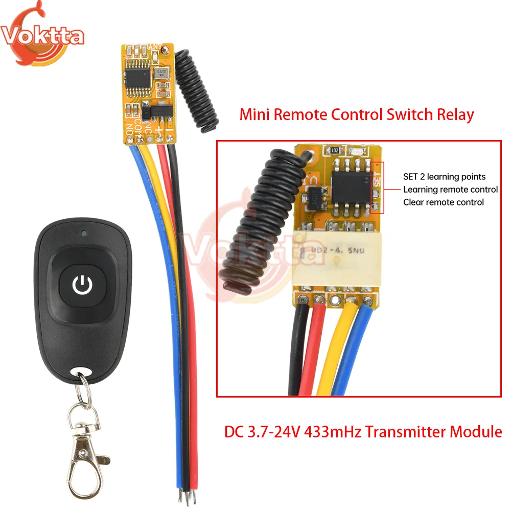 DC 3,7–24 V 433 MHz Mini-Fernbedienungsschalter-Relais EV1527 Sendermodul Normalerweise offenes und normalerweise geschlossenes Funkmodul Image