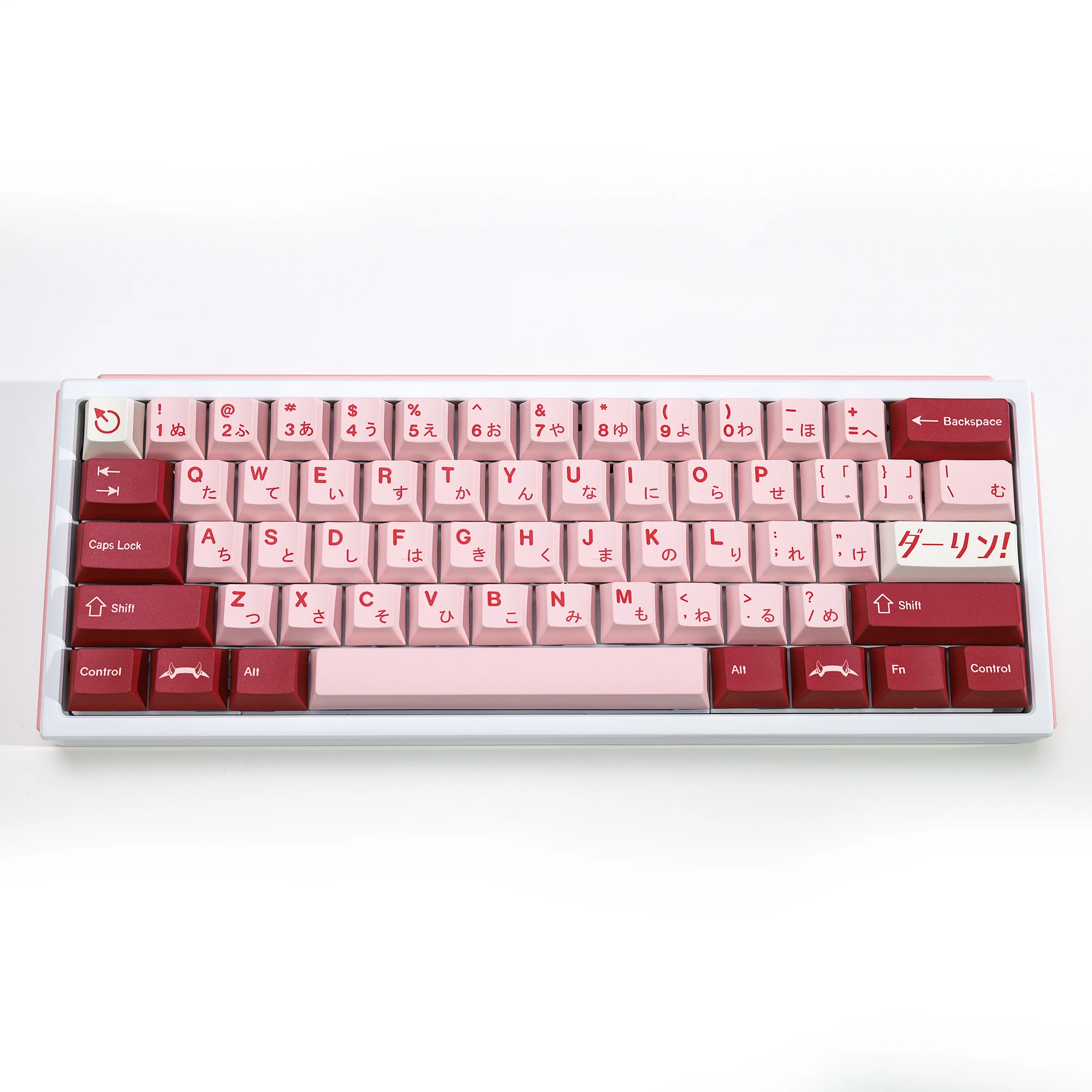 KBDiy Cherry Profile Japanische Tastenkappen für mechanische Tastatur GMK Darling Tastenkappen PBT Pink Retro ISO 7u Fünf Seiten Sublimation Image