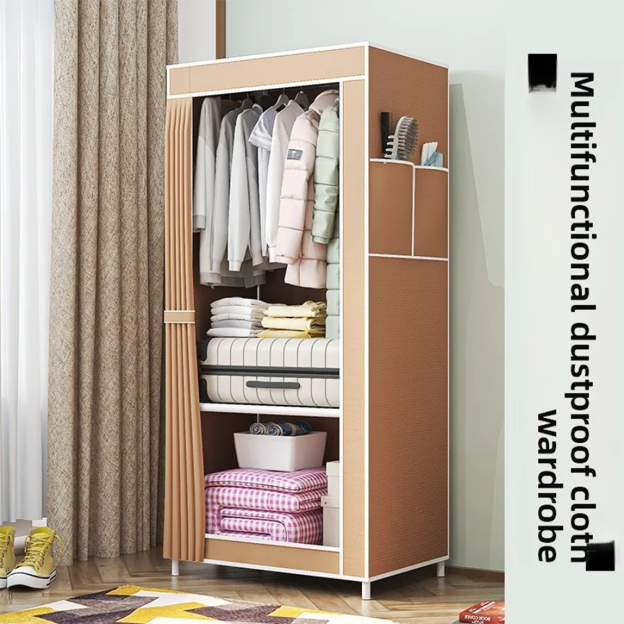 Multifunktionaler tragbarer Kleiderschrank, Kleiderschrank aus Stahlrohrstoff, verstärktes und verdicktes Schlafzimmer im modernen und einfachen Stil