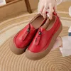 Hochwertige rote Slipper mit Frontreißverschluss für Damen, Slip-on-Schuhe aus echtem Leder, Designer-Oxford-Sneaker für Damen in Übergröße, Damenschuh