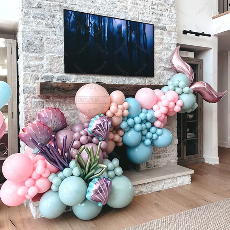 157-teiliges Ballon-Girlandenbogen-Set mit Meerjungfrau-Motiv, geeignet für Geburtstagsfeiern und Feierdekorationen, Innen- und Außenbereich Image