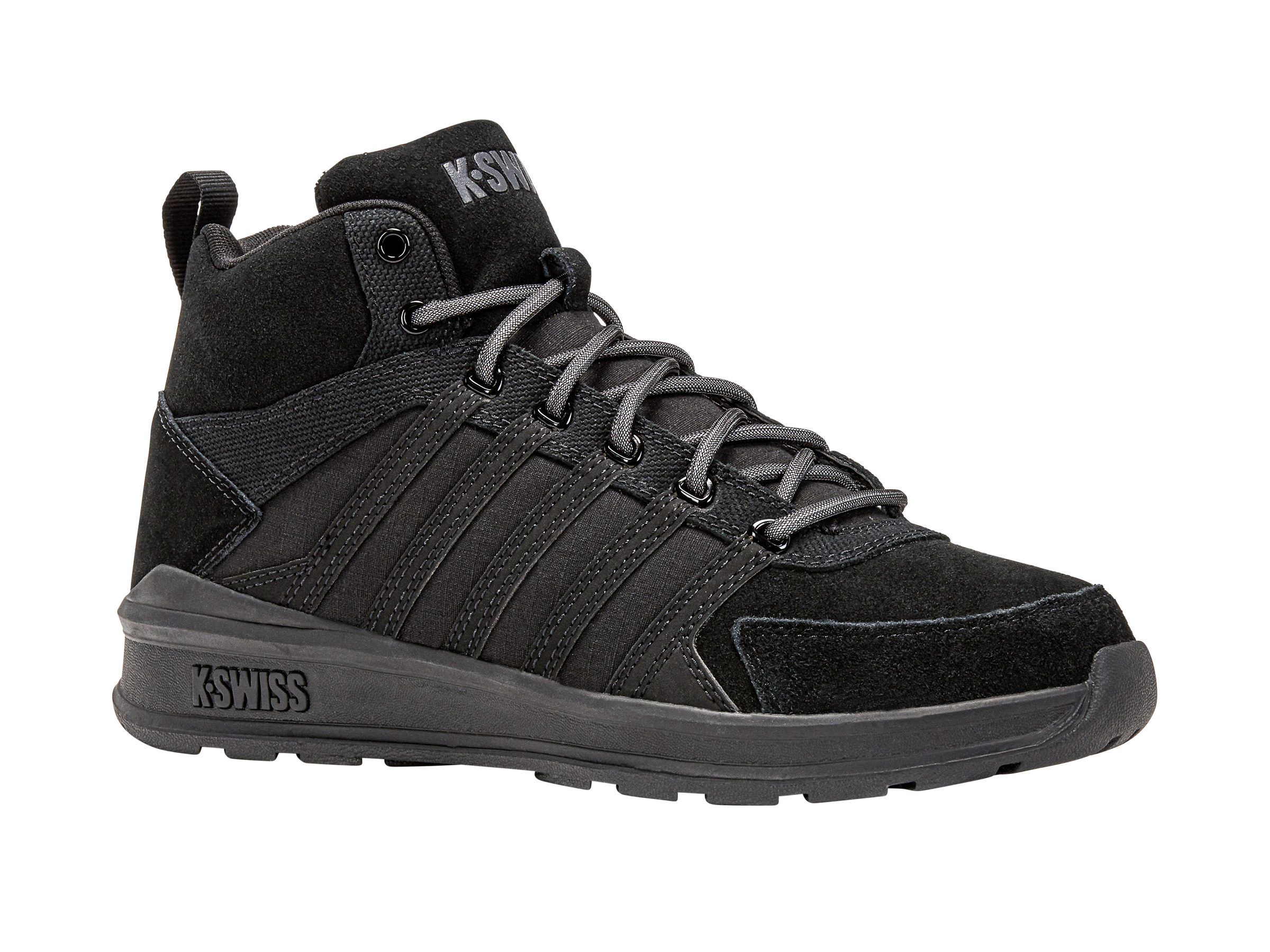 Sneakerboots K-SWISS "VISTA TRAINER MID WNT", Damen, Gr. 42, schwarz, schwarz, schwarz, Leder, Textil, Schuhe Sneakerboots, Winterschuhe, Schnürboots, Sneaker