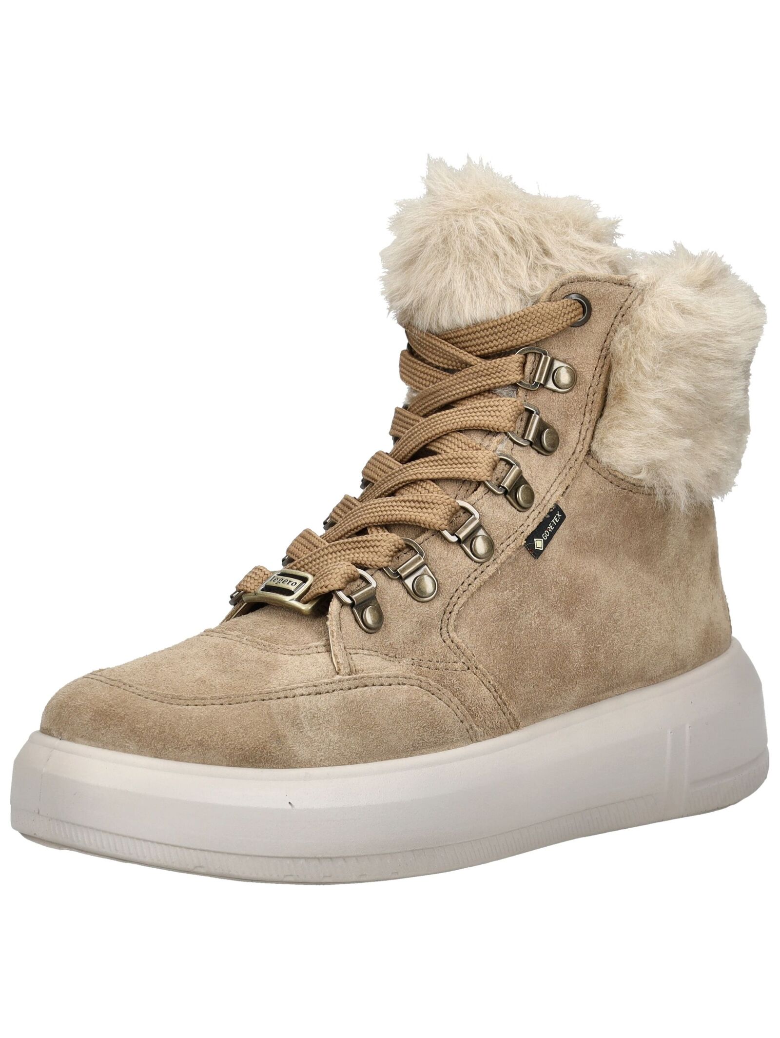 Schnürstiefelette LEGERO "Legero Stiefelette Veloursleder/Textil", Damen, Gr. 42, beige, Textil, Veloursleder, Schuhe Schnürstiefelette