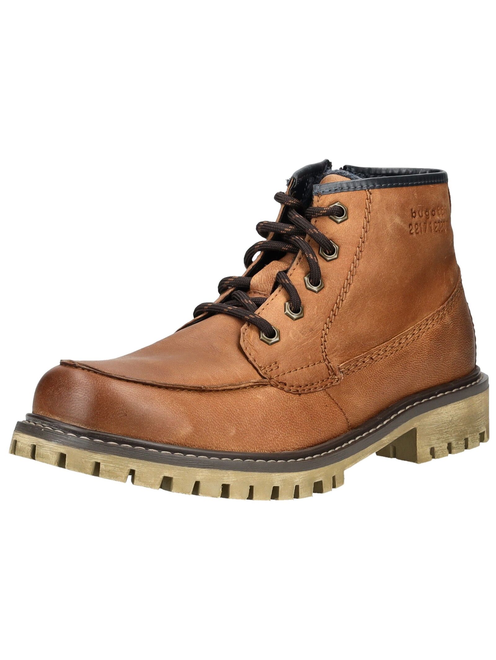 Schnürstiefelette BUGATTI "bugatti Stiefelette Leder", Damen, Gr. 44, cognac, Leder, Schuhe Schnürstiefelette