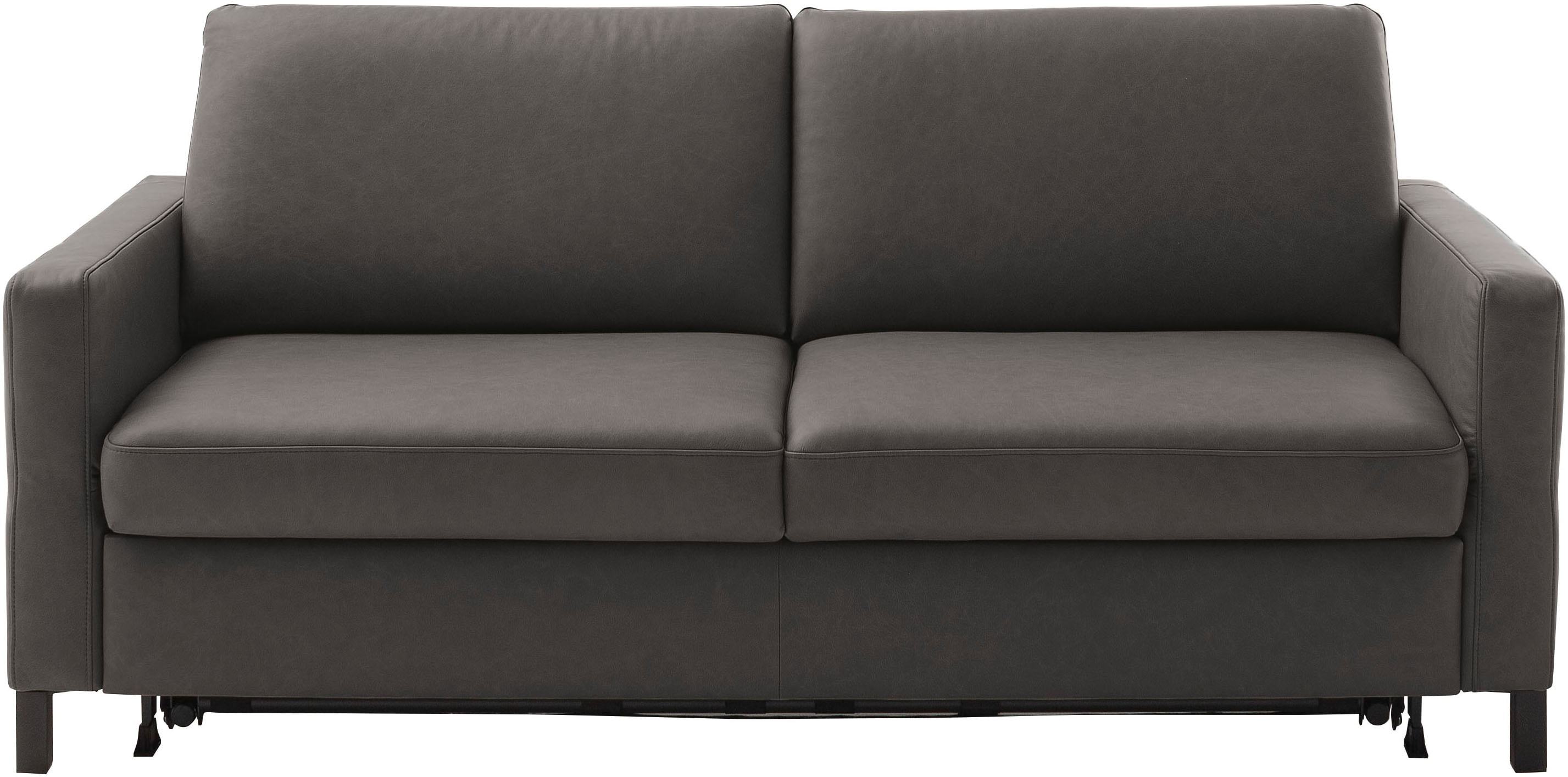 Schlafsofa HOME AFFAIRE "Calestra, 3-Sitzer mit Kaltschaummatratze, Breite 208 cm", fango, B:208cm H:86cm T:102cm, 100% Leder, Sofas, Schlafsofa