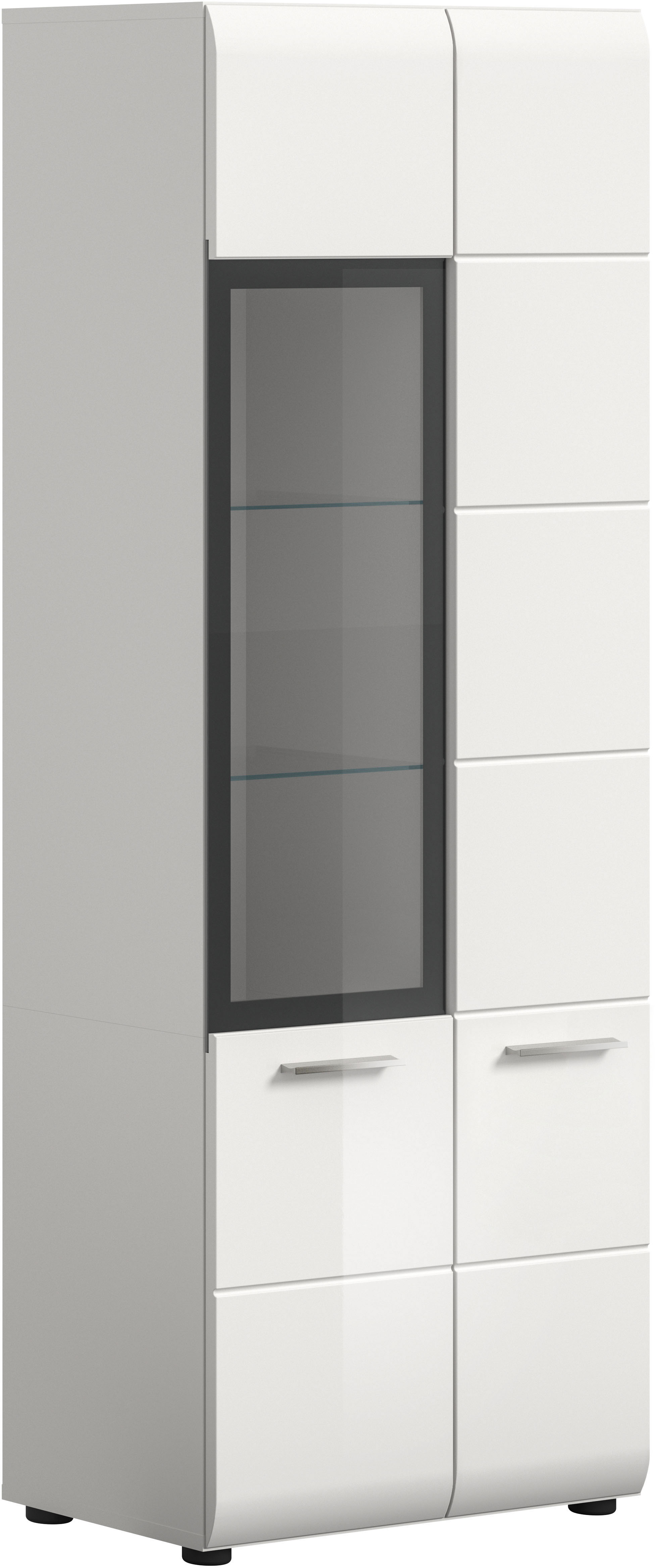 Vitrine HOME AFFAIRE "FLORENZ, Höhe: 160 cm, hochwertige MDF-Front, Glastür, Glasböden", weiß hochglanz tiefzieh, glas, B:60cm H:160cm T:34cm, FSC-zertifizierter Holzwerkstoff, Schränke, Vitrine, Vitrine, Vitrine weiß, Vitrinenschrank,...