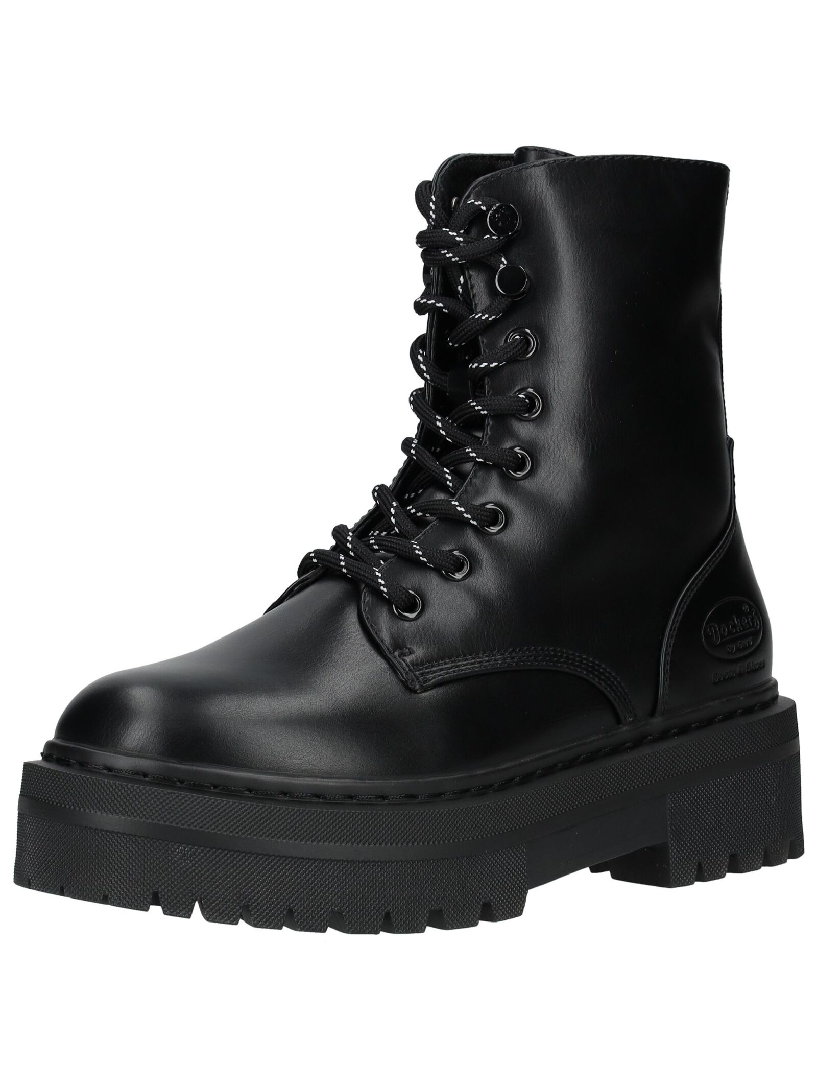 Schnürstiefelette DOCKERS BY GERLI "Dockers by Gerli Stiefelette Lederimitat", Damen, Gr. 37, schwarz, Lederimitat, Schuhe Schnürstiefelette