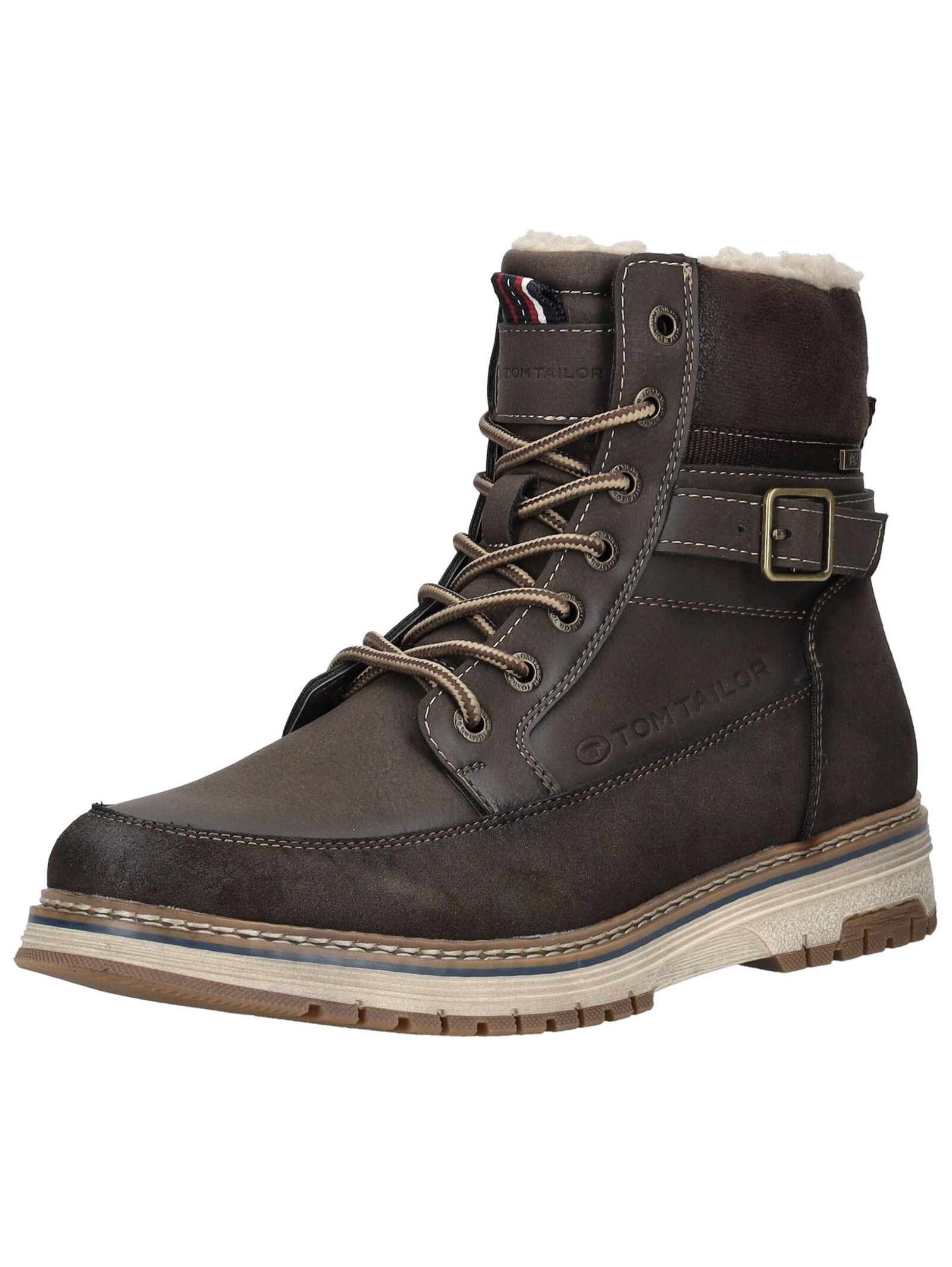 Schnürstiefelette TOM TAILOR "Tom Tailor Stiefelette Lederimitat", Damen, Gr. 41, mokka, Lederimitat, Schuhe Schnürstiefelette