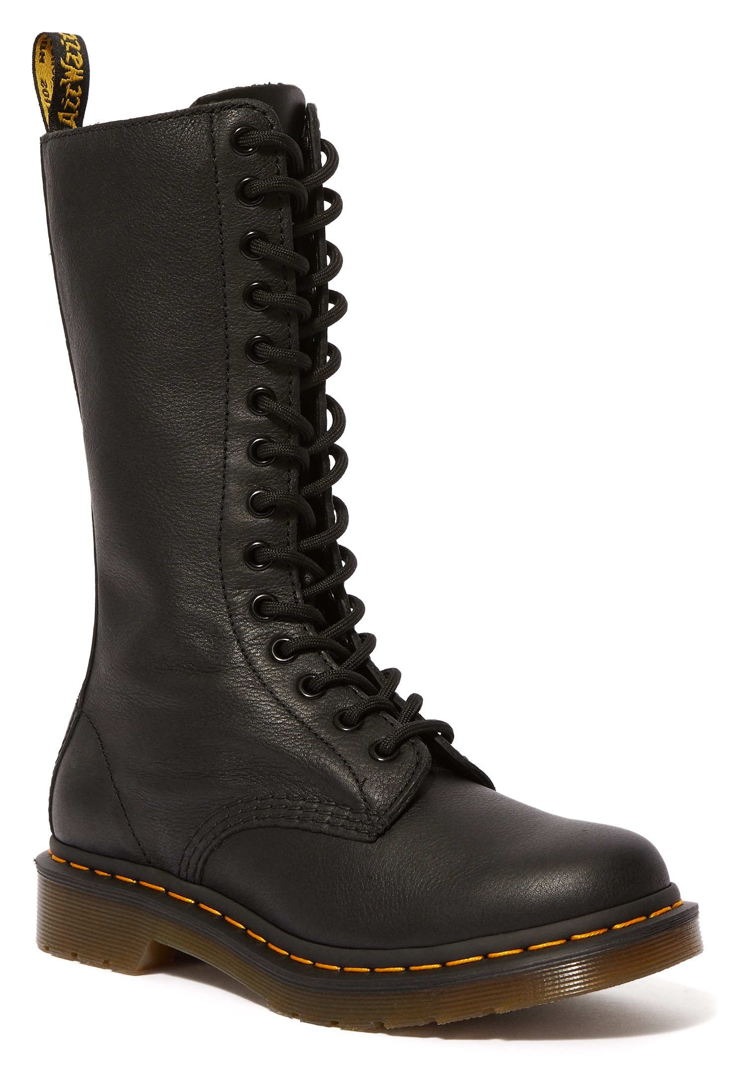 Schnürstiefel DR. MARTENS "1B99 Black Virginia", Damen, Gr. 36, Varioschaft, schwarz, Leder, Schuhe Schnürstiefel, Langschaftstiefel, Boot mit Reißverschluss