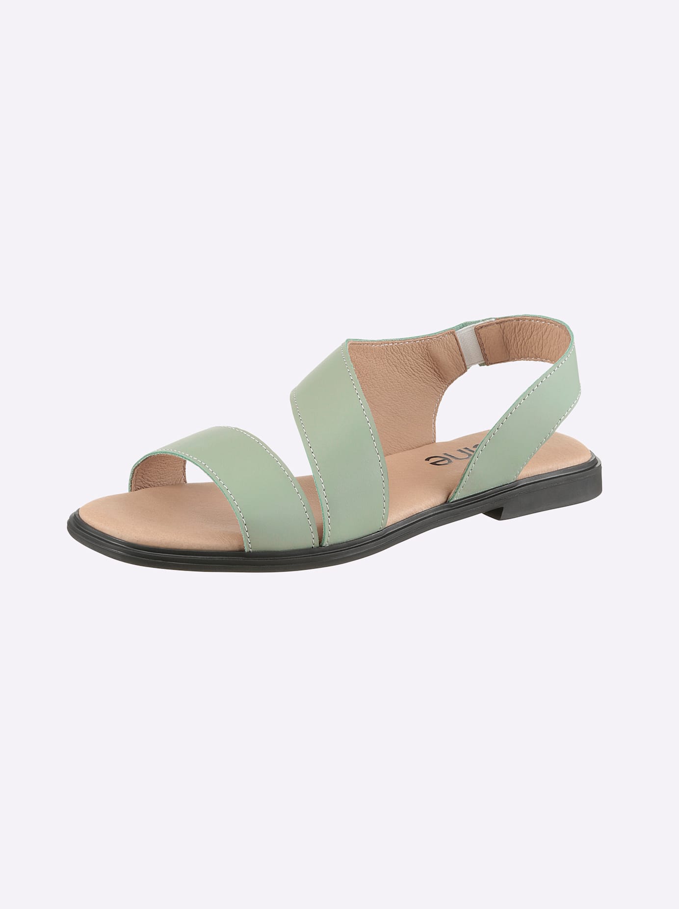 Sandale HEINE, Damen, Gr. 39, mint, Glattleder, Leder, Rindsleder, Schuhe Sandale