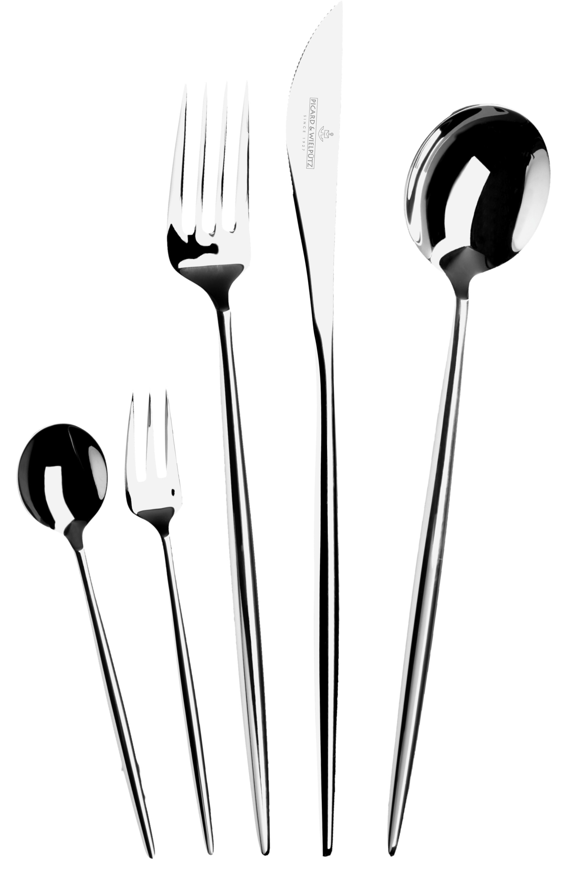 Besteck-Set "Lotus, wahlweise als 24-, 30- oder 60-teiliges Set erhältlich", silberfarben, 30 tlg., Chromnickelstahl 18/10, PICARD & WIELPÜTZ SOLINGEN, Essbesteck-Sets, modernes und außergewöhnliches Design