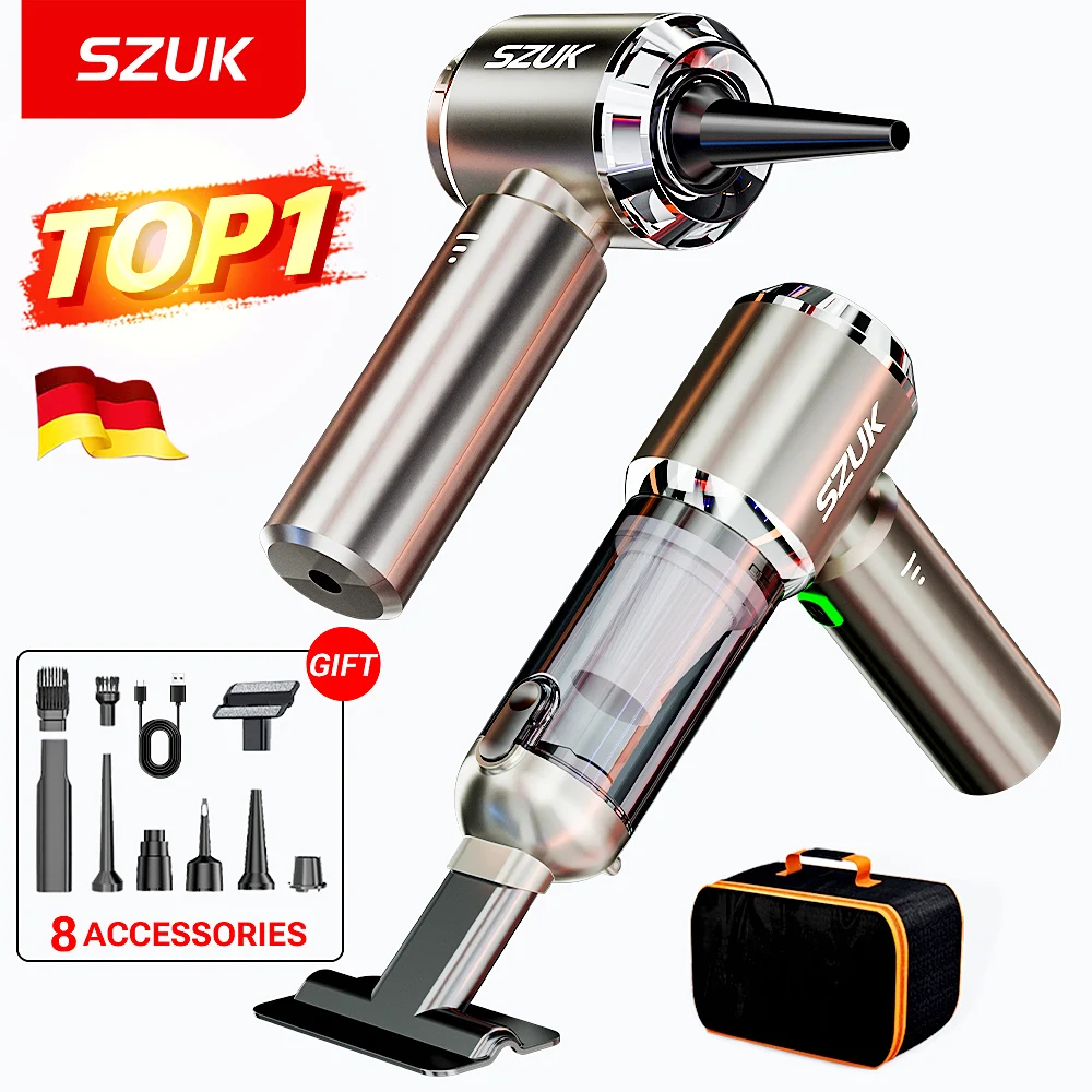 SZUK mini aspirateur le plus vendu, 2025 nouveau aspirateur sans fil , 985000Pa aspirateur pour voiture puissant,portable aspirateur à main portatif avec dépoussiérage en un clic et brosses multifonctionnelles
