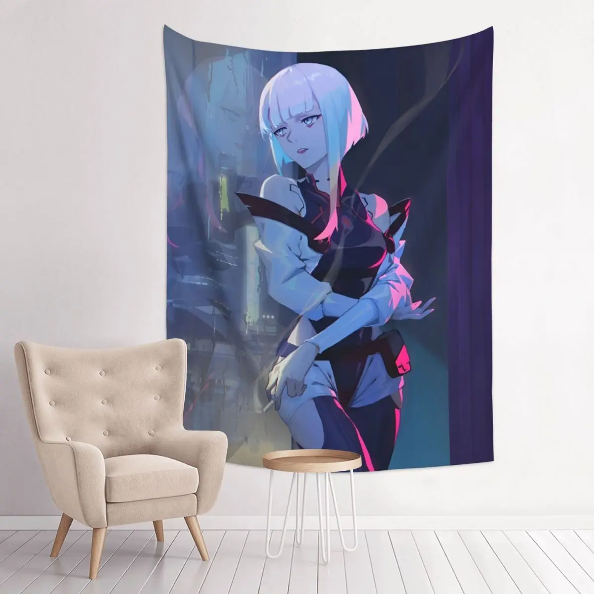 Rebecca Cyberpunk Edgerunners Anime Wandteppich – Wandbehang Wanddekoration Tischdecke Hexerei Wanddecke für Wohnzimmer Image