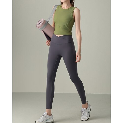 Damen Einfarbig Tank Top Eingebauter BH UV Schutz Schnelltrocknend Elastisch Atmungsaktiv Tennis sportlich Laufen Rundhalsausschnitt Oberteil Schwarz Rosa Purpur Tennisbekleidung Image