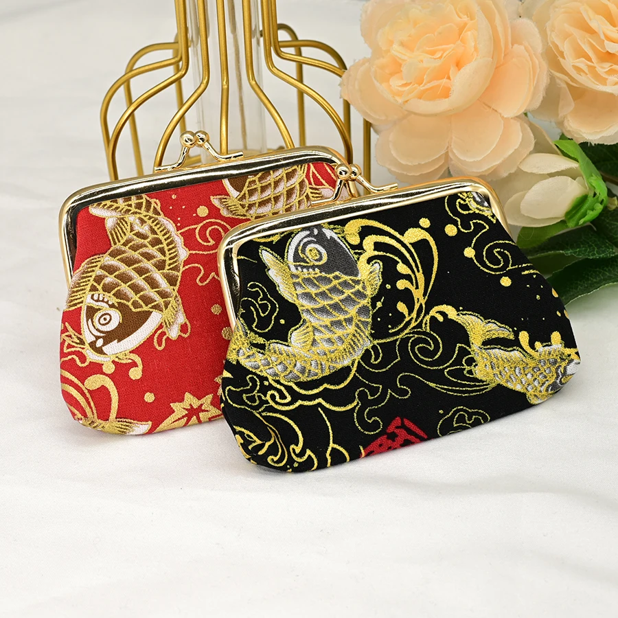 Retro Fashion Koi Clip Bag mit Kiss Lock, Lucky Koi, Zero Wallet, Kartentasche, Lucky Koi – ein besonderes Geschenk Image