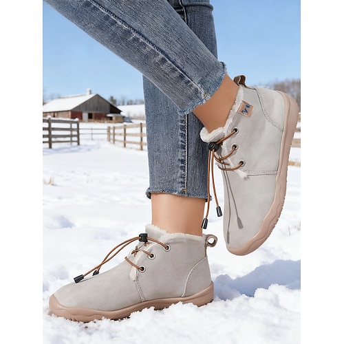 Rote Damenstiefel in Weite H mit Kunstfellfutter – ideal für Outdoor-Aktivitäten, Winterwanderungen, Weihnachtskleidung und Abenteuer im Schnee Image