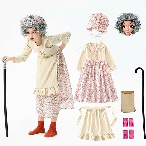 Karnevalskostüm Kostüm zum 100. Schultag 2026 Alte Frau Oma Karneval Ausgefallene Kostüme Cosplay Kinder Erwachsene Damen Mädchen Karneval 100. Schultag Leistung Pädagogisches Ankleiden Verkleidung Image