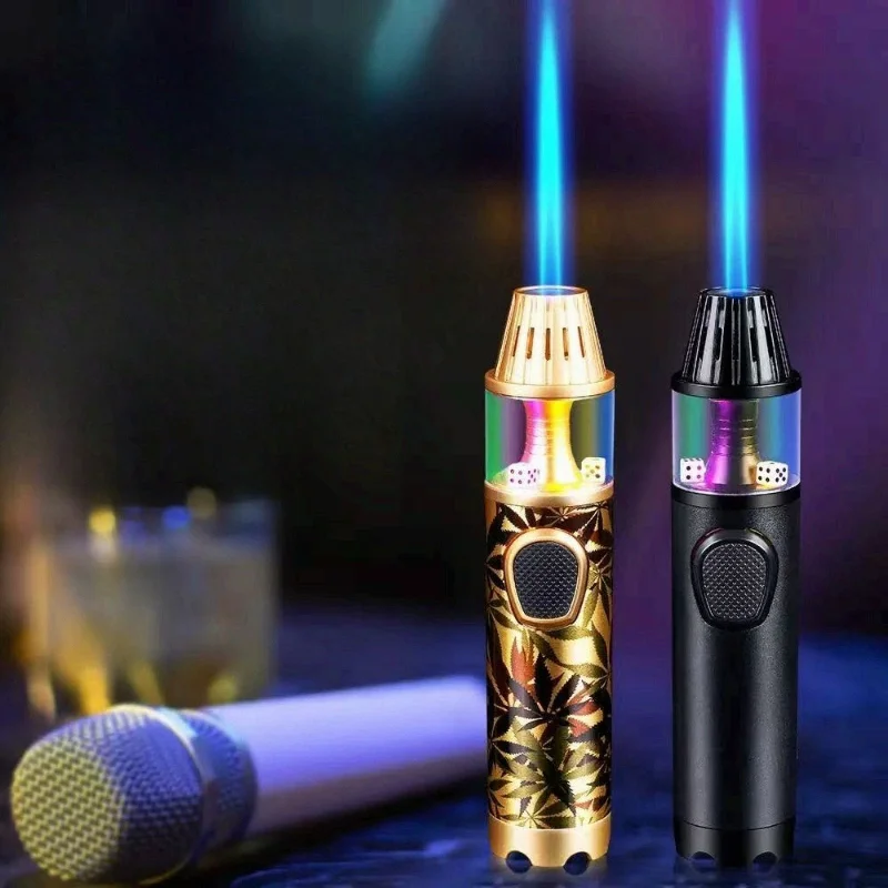 JOBON Personalisiertes aufblasbares Feuerzeug, Dekompressionswürfel, direkte Spritzpistole, buntes Licht, winddichtes Feuerzeug, Outdoor-Werkzeug Image