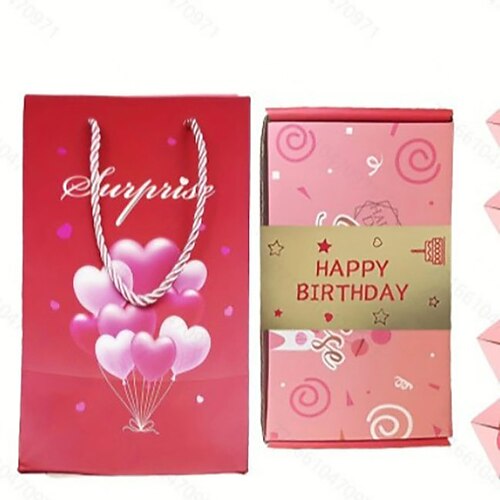 Explosionsgeschenkbox, Pop-up-Überraschungsbox für Geburtstage, Valentinstag, Weihnachten, Hochzeiten, Feste, Bargeldexplosion, luxuriöse rote Umschlagbox, Partygeschenkbox Image