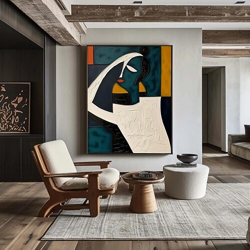 Handgemaltes Ölgemälde auf Leinwand, abstrakte Figuren, Wanddekoration für Zuhause, auf Keilrahmen gespannt / gerolltes, ungespanntes Gemälde Image