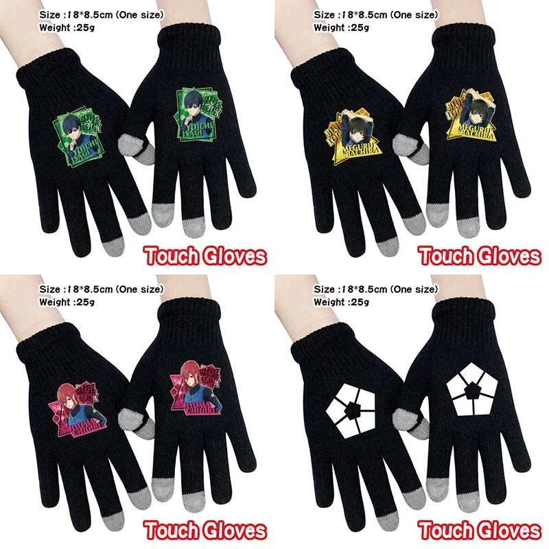 Anime Blue Lock Gestrickte Handschuhe Student Herbst Winter Winddichte Warme Handschuhe Cartoon Casual Touchable Screen Fäustling Geburtstag Geschenk Image
