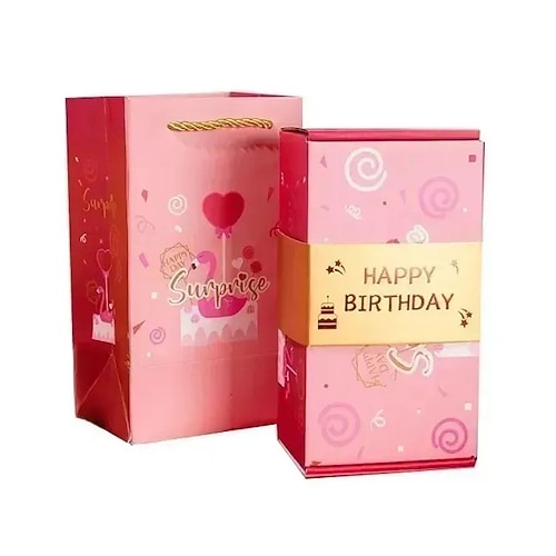 Explosionsgeschenkbox, Pop-up-Überraschungsbox für Geburtstage, Valentinstag, Weihnachten, Hochzeiten, Feste, Bargeldexplosion, luxuriöse rote Umschlagbox, Partygeschenkbox Image