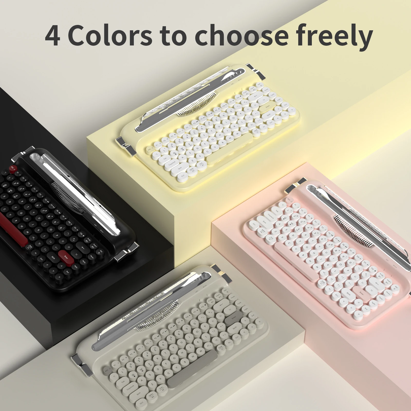 AJAZZ Multl-Device-Tastatur Dual Mode 2.4G/Bluetooth5.0 mit Kartensteckplatz Halterung Position Schreibmaschine Büro Membrantastatur AF84 Image