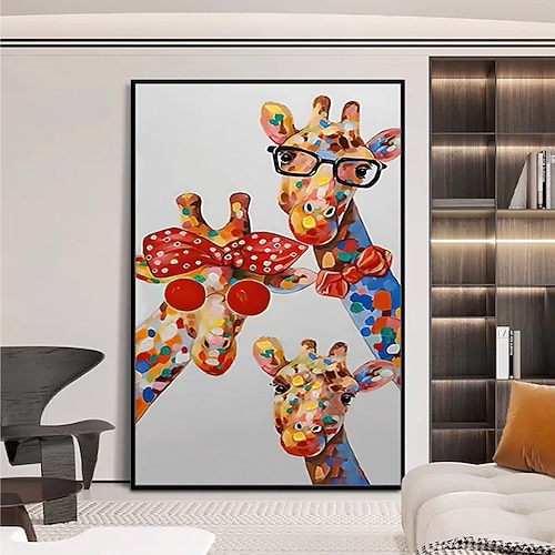 Handgefertigt Ölgemälde Handgemalte Vertikal Tiere Cartoon Modern Ohne Innenrahmen (ohne Rahmen) Image