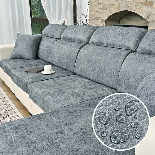 wasserdichter, matter Sofabezug aus PU-Kunstleder, dehnbar, vollständig abdeckend, strapazierfähiger elastischer Couchschutz für Wohnzimmermöbel