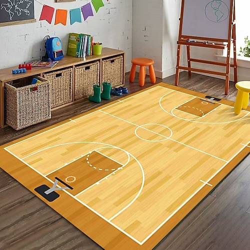 Fußball- und Basketballteppich, großflächig, ideal als Wohnzimmer- oder Sofamatte, dekorativ, rutschfest und strapazierfähig. Image