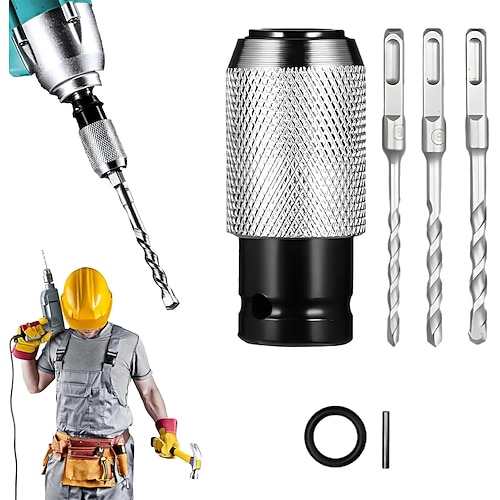 Tragbares Bohrhammer-Adapterset mit 2/3/4-Zoll-Schlagbohrern – elektrischer Schraubenschlüssel-Umrüstkopf, korrosionsbeständig Rostschutz, ideal für Haus-, Renovierungs- und Bauprojekte Image