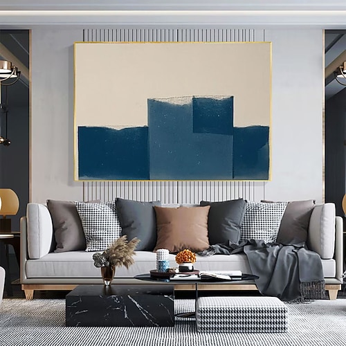 abstraktes Gemälde in Blau, beige Wandmalerei, neutrales beiges Gemälde, Wabi-Sabi-Wandkunst, beige Wandkunst, blaues Gemälde, abstrakte Kunst in Blau Image