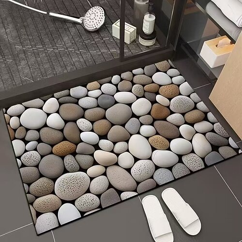 3D-Optische Illusion Fußmatte Visuelle Falle Fußmatte Rutschfest Wasserabsorbierend für Badezimmer Dusche Eingangsbereich Innen Außen Diatomaceous Earth Schnell trocknend Absorbierend 20 x 31 Zoll Image