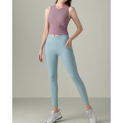 Damen Einfarbig Tank Top Eingebauter BH UV Schutz Schnelltrocknend Elastisch Atmungsaktiv Tennis sportlich Laufen Rundhalsausschnitt Oberteil Schwarz Rosa Purpur Tennisbekleidung Image