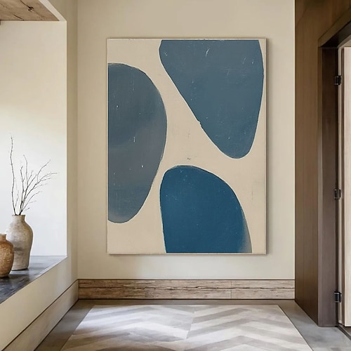 blau-beige Ölgemälde, handgemaltes Wandbild, blaue Texturmalerei, handgemalte Wabi-Sabi-Wandkunst, neutrales blaues Gemälde, beige Wandkunst, blaues Gemälde, abstrakte Wandkunst, Gemälde Image