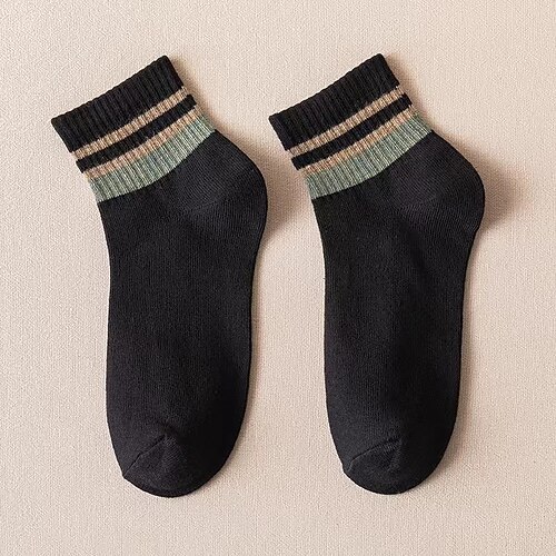 Herren 7 Paare Socken Laufsocken Freizeitsocken Blau Schwarz Farbe Gestreift Outdoor Urlaub Alltagskleidung Mittel Frühling Herbst Mode Streetwear Image