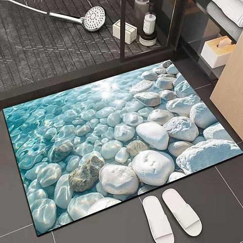3D-Optische Illusion Fußmatte Visuelle Falle Fußmatte Rutschfest Wasserabsorbierend für Badezimmer Dusche Eingangsbereich Innen Außen Diatomaceous Earth Schnell trocknend Absorbierend 20 x 31 Zoll Image