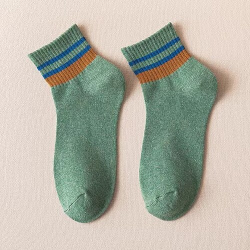 Herren 7 Paare Socken Laufsocken Freizeitsocken Blau Schwarz Farbe Gestreift Outdoor Urlaub Alltagskleidung Mittel Frühling Herbst Mode Streetwear Image