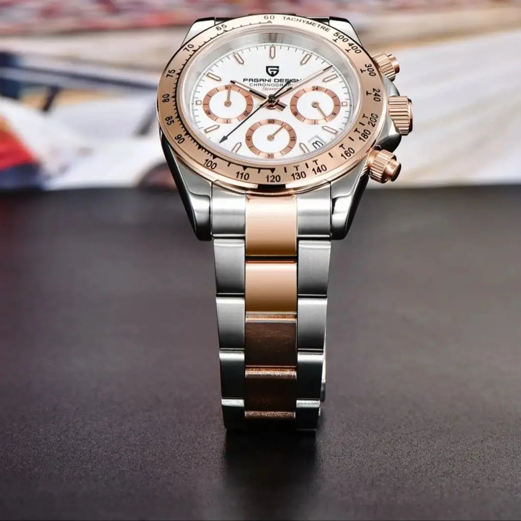 PAGANI DESIGN 2025 nouveau chronographe en or Rose montres pour hommes montre à Quartz de luxe pour hommes Date automatique montre-bracelet en acier inoxydable