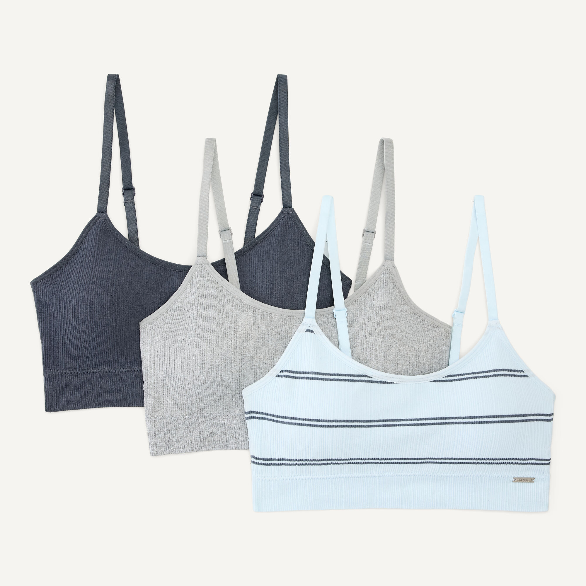 Nautica Women's Ribbed Seamless Bra, 3-Pack 450 (Hawaiian Ocean), XL