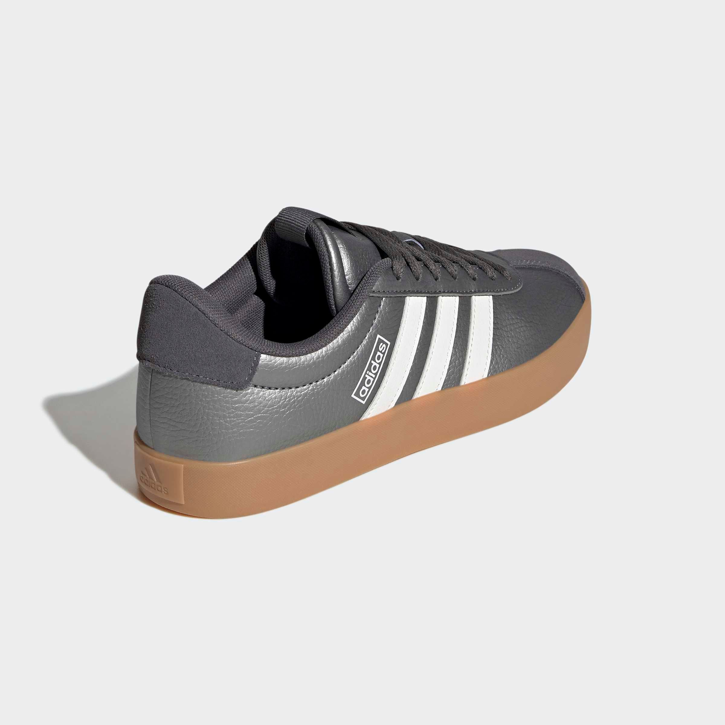 Sneaker ADIDAS SPORTSWEAR "VL COURT 3.0", Damen, Gr. 36, iron metallic, core weiß, grau five, Leder, Synthetik, Schuhe Sneaker