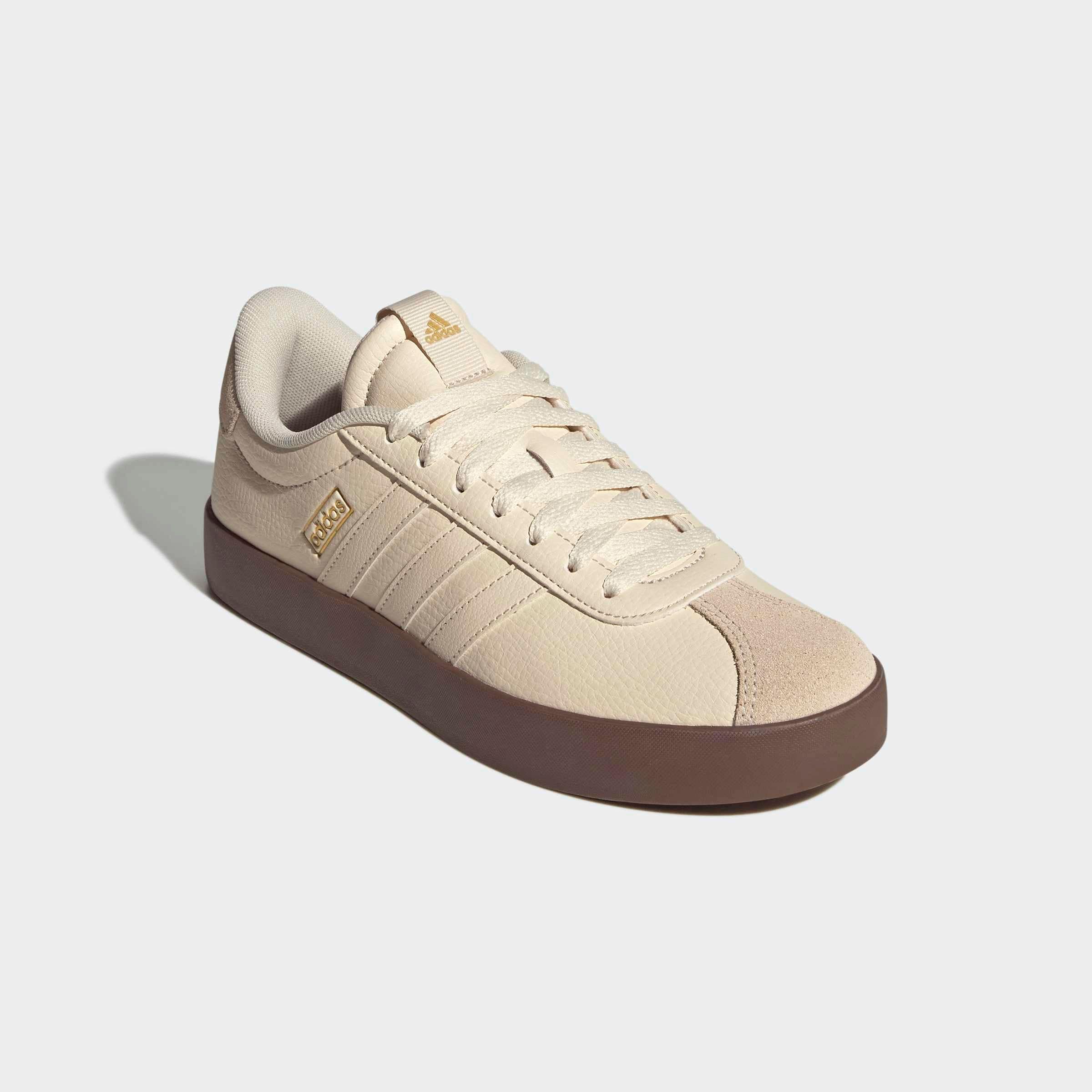 Sneaker ADIDAS SPORTSWEAR "VL COURT 3.0", Damen, Gr. 36, wonder weiß, wonder weiß, gold metallic, Leder, Synthetik, Schuhe Sneaker