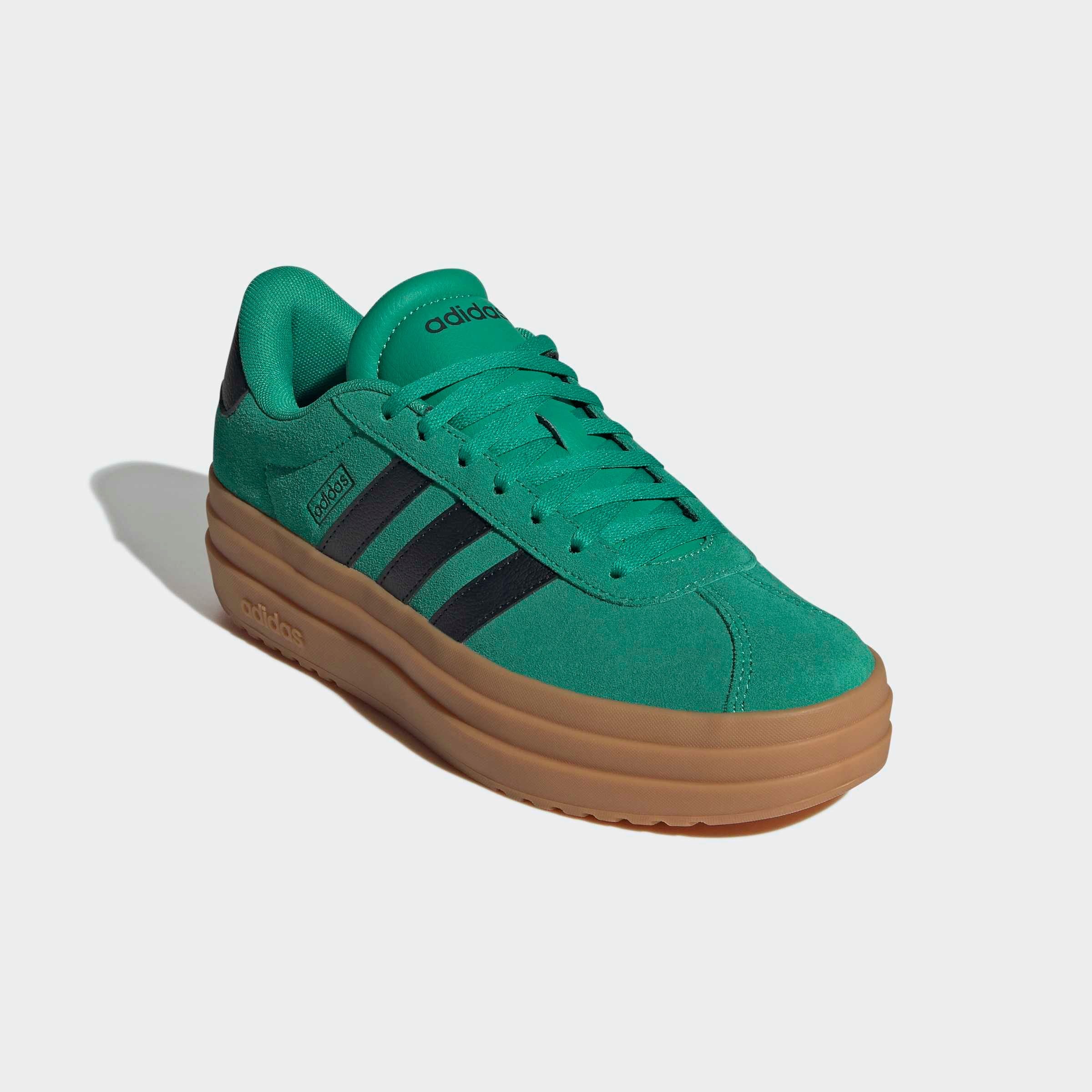 Plateausneaker ADIDAS SPORTSWEAR "VL COURT BOLD", Damen, Gr. 40,5, court grün, core schwarz, gum10, Leder, Synthetik, Schuhe Plateausneaker