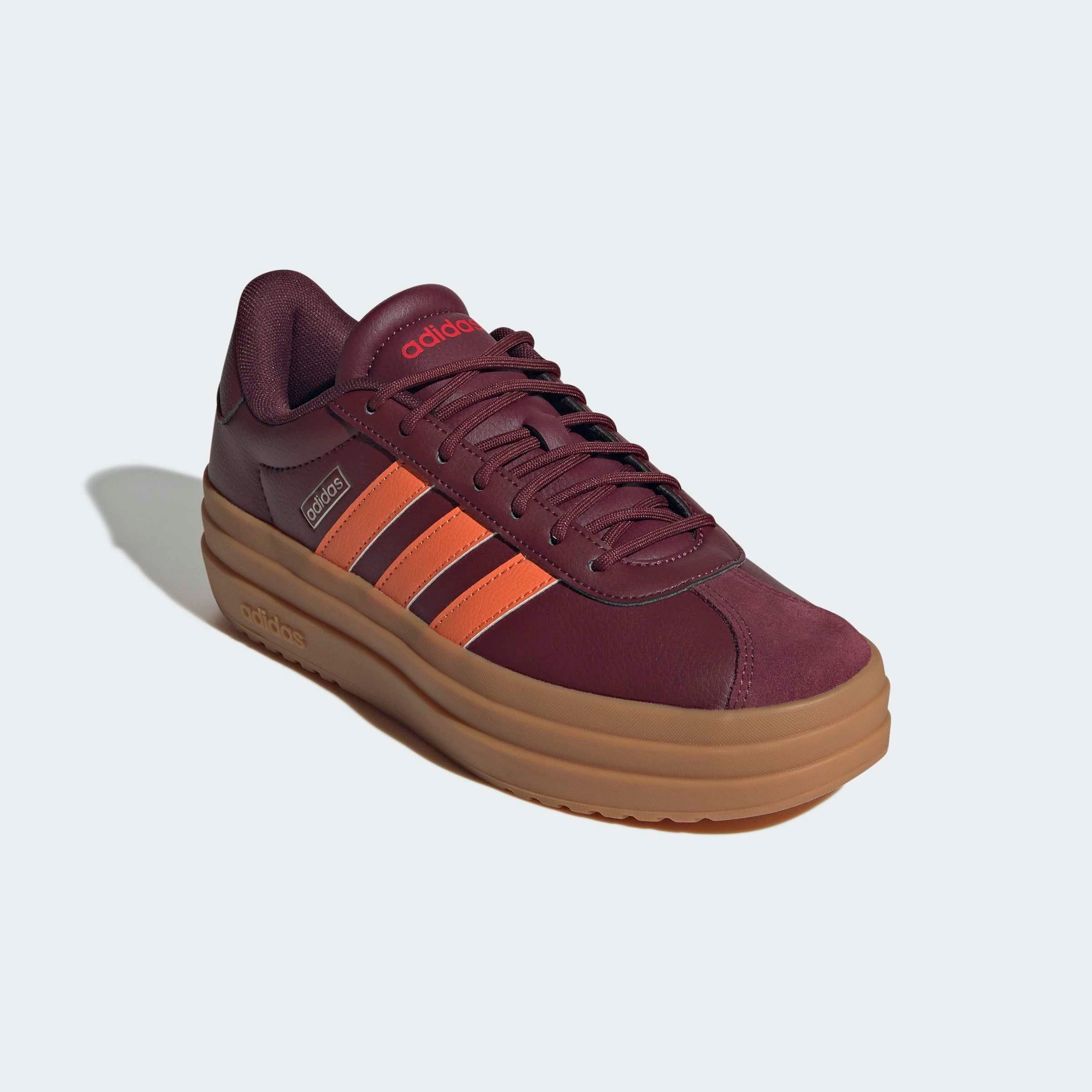 Plateausneaker ADIDAS SPORTSWEAR "VL COURT BOLD", Damen, Gr. 40, maroon, dusky orange, pure ruby, Leder, Synthetik, Schuhe Plateausneaker